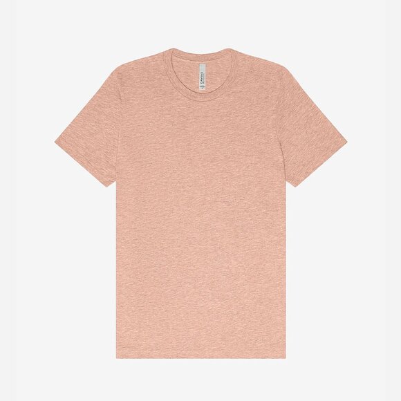 Bella + Canvas 3001CVC Unisex Jersey Tee. Heather Prism Peach Color. #30… - Picture 3 of 4